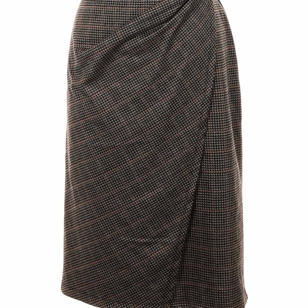 Max Studio Brown Black Menswear Midi Skirt Gorgeous Drape XL